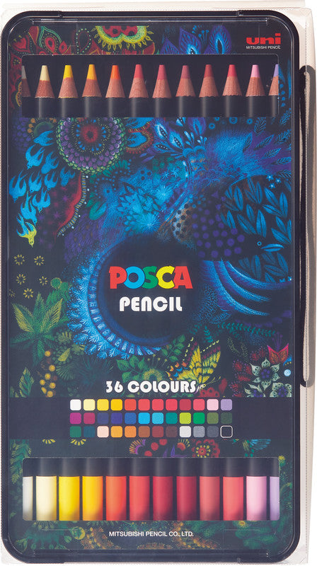 Uni-Ball POSCA Ölbasierte Farbstifte-Set – 36 Farben, Mine Ø 3,0 mm