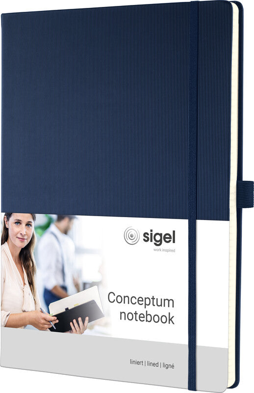 Sigel Notizbuch Conceptum, A4, liniert, Fadenheftung, 194 Seiten, 80 g/m² – Nachtblau