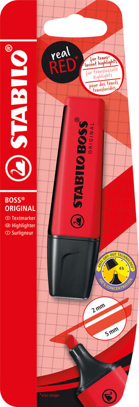 STABILO Original Textmarker Knallrot – Keilspitze, 2–5 mm, Nachfüllbar