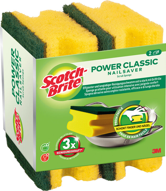 Scotch-Brite Universalschwamm Classic – Kunststoff, 9 × 7 × 4,5 cm, Gelb, für Metallbehälter, Pfannen, Grills