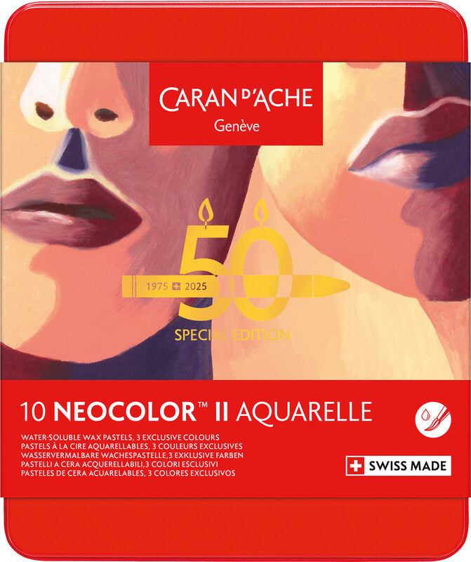 Caran d-Ache Caran d'Ache – Neocolor II – Wachsmalkreiden – Set – 10 Farben, für dunkles Papier