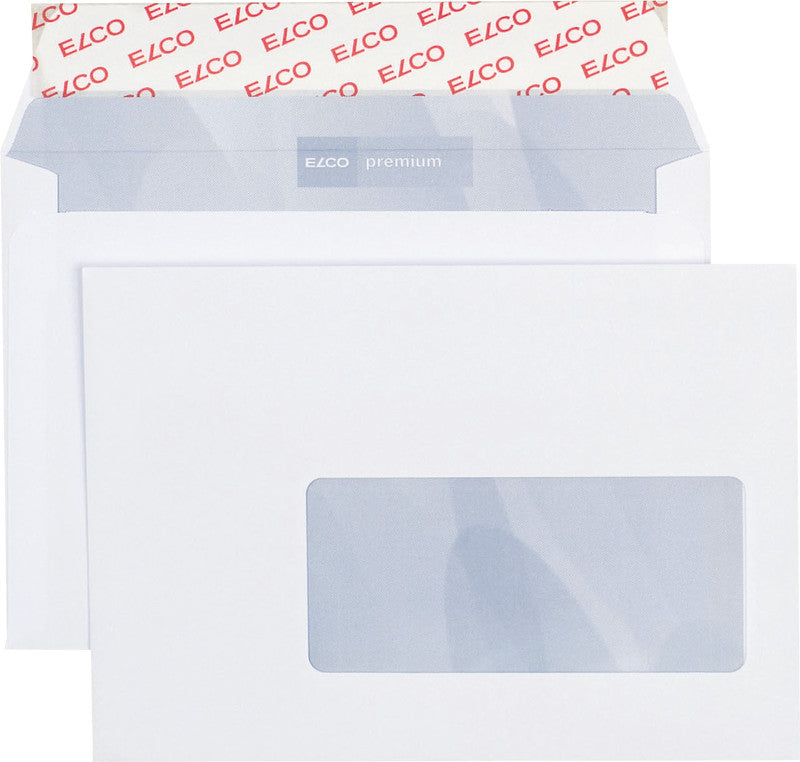Elco Couvert C6, Fenster rechts, selbstklebend, hochweiss, 100 g/m², mit Innendruck – 500 Stk.