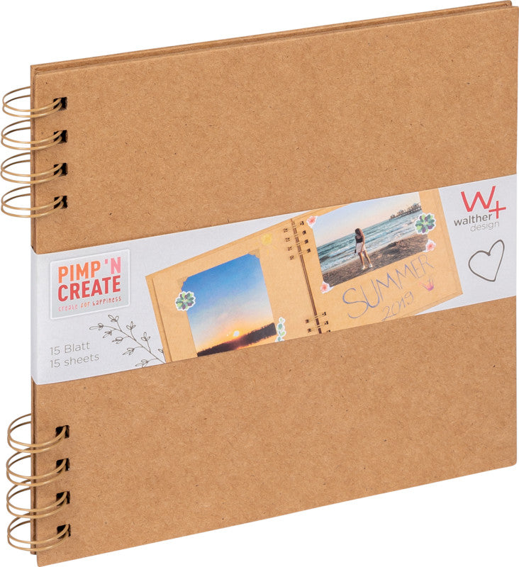 Walther Fotoalbum Pimp 'N Create – für 190 × 190 mm, Kraft, Spiralbindung, Karton