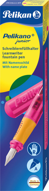 Pelikano junior – Federspitze A – für Rechtshänder – pink, blau – Patronen