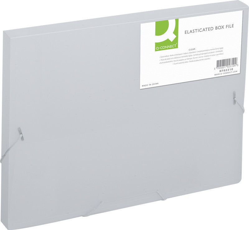 Q-connect Sammelmappe für A4, Kunststoff, transparent, mit Gummizug