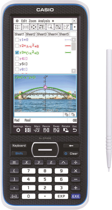 Casio Grafikrechner ClassPad II FX-CP400 – 25-stellig, LC, Statistik/Finanz, Batterie, Schwarz