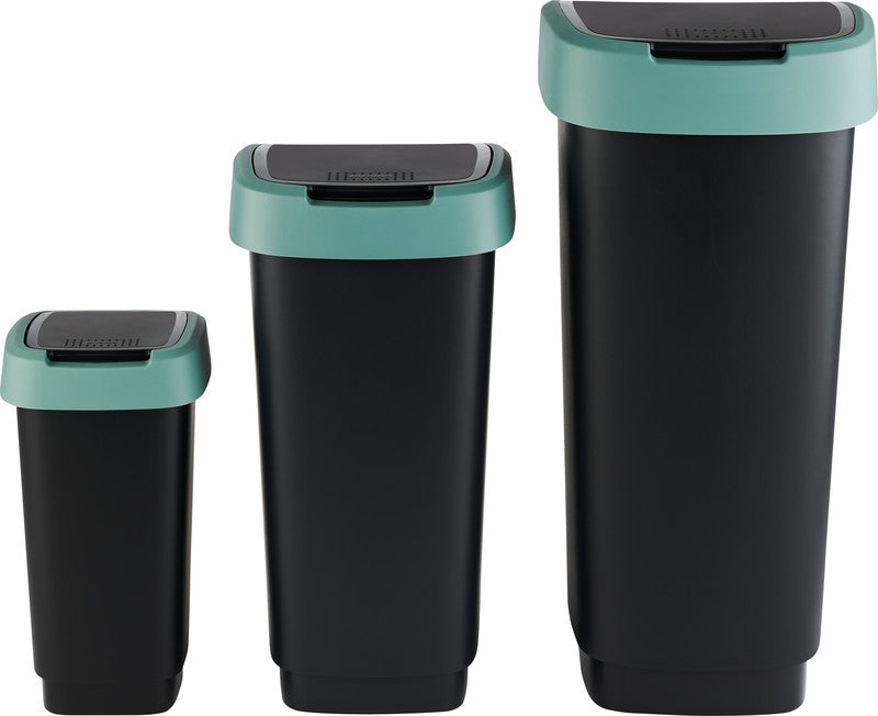 Rotho Abfallcontainer – 10 l – mit Deckel – Kunststoff, Mistelgrün – B × H × T 181 × 330 × 248 mm