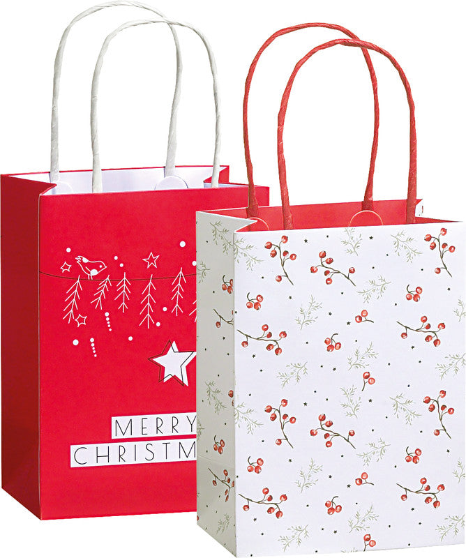 Zoewie Tragetasche – Scandinavian Winter (Rot-Weiss), Weihnachten – Kraftpapier 180 g/m2 – 110 × 150 × 70 mm