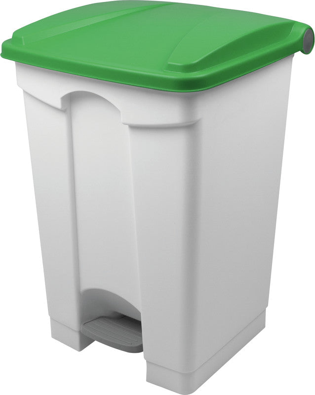 Helit Abfallcontainer – 45 l – mit Deckel, Kunststoff, weiss – B × H × T 410 × 600 × 400 mm