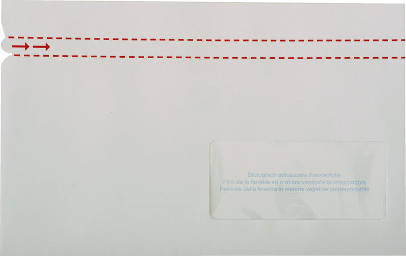 Elco Dokumententasche – C6/5 (229 × 114 mm), Fenster rechts, unbedruckt, weiss, selbstklebend – 250 Stück