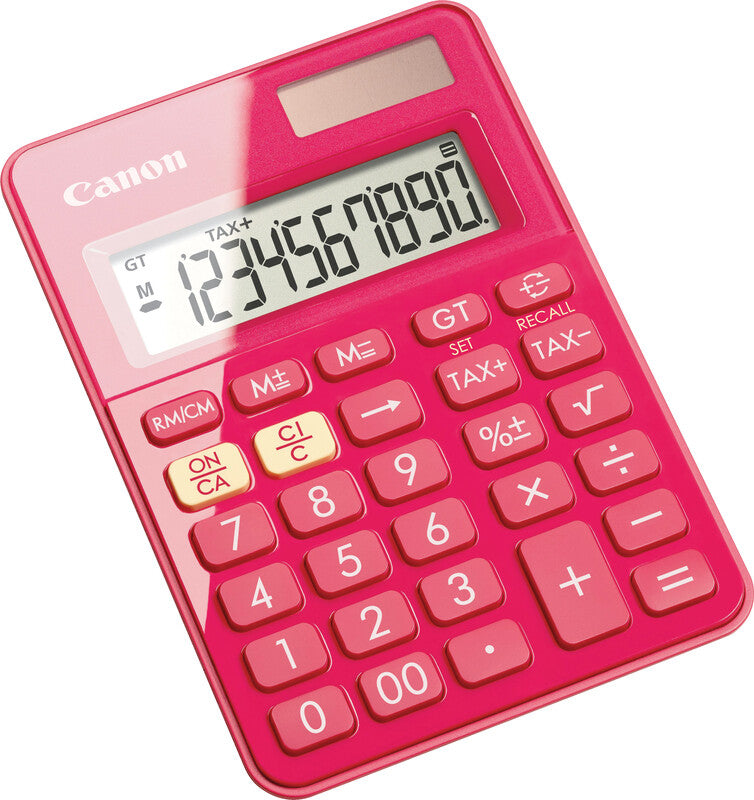 Canon Tischrechner LS-100KB – 10-stellig, LCD, Solar + Batterie, pink, 83×119×22 mm