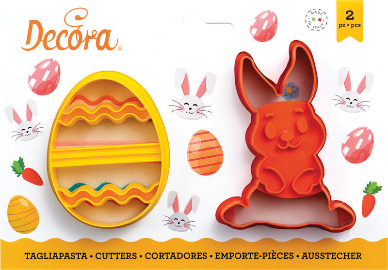 Decora Mini-Oster-Ausstecher – Hase & Ei – Kunststoff – Mehrfarbig – 2 Stück