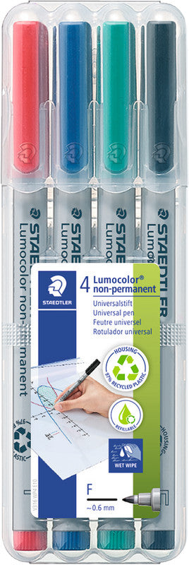 Staedtler Non-Permanent-Marker Lumocolor – fein 0,6 mm – sortiert – 4er-Set – nachfüllbar
