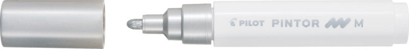 Pilot Pigment Marker Pintor – Rundspitze 1,5-2,2 mm – Silber Metallic – Für dunkle Oberflächen geeignet