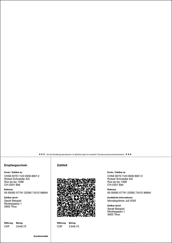 Dataform Formular – für QR-Rechnung, 500 Blatt, A4