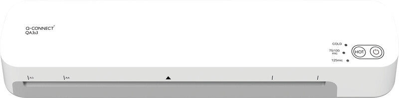 Q-CONNECT S3 Laminiergerät A3 – 2-Rollen, 75–125 µm, Kaltlamination, Aufheizzeit 1 Min., 420 mm/min, Weiss