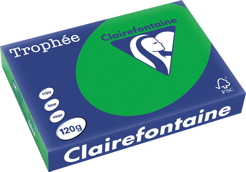 Clairefontaine Kopierpapier – A4, 120 g/m², billardgrün – für Inkjet/Laser/Kopierer – FSC – 250 Blatt
