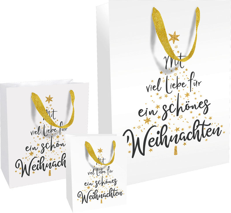 Braun + company Geschenktasche – Mit Euch (Weihnachten) – Heissfolienprägung – 180 × 210 × 80 mm