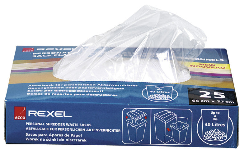 Rexel Aktenvernichtersäcke – 100 Stk., für 115 l, transparent