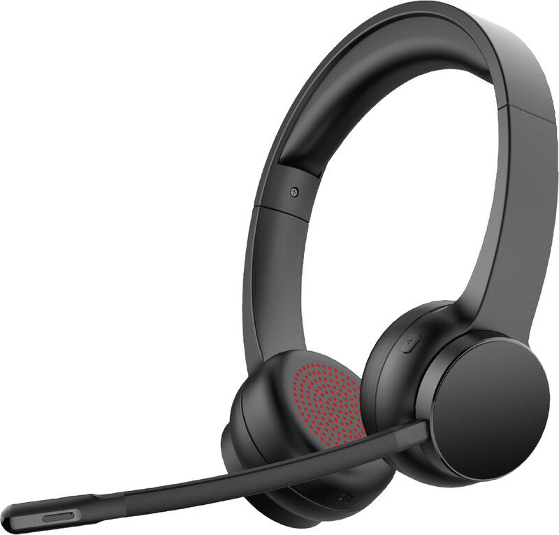Q-connect Duo Headset – Bluetooth, Noise-Cancelling Mikrofon, Stummschalter – Schwarz – bis 35 h Sprechzeit