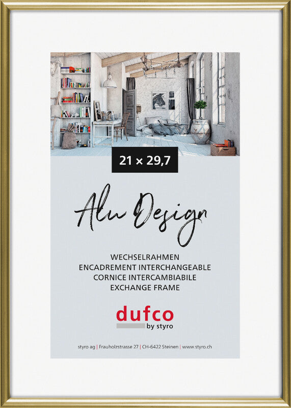 Dufco Wechselrahmen, Aluminium, Gold, 21 × 29,7 cm