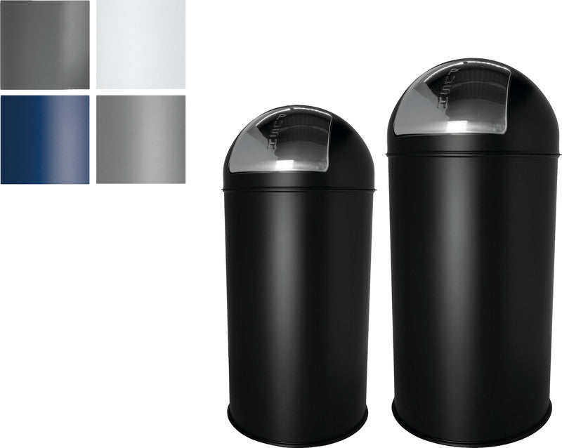 Helit Abfallcontainer – 30 l – mit Deckel – Stahl, Mittelgrau – Ø 314 × H 650 mm