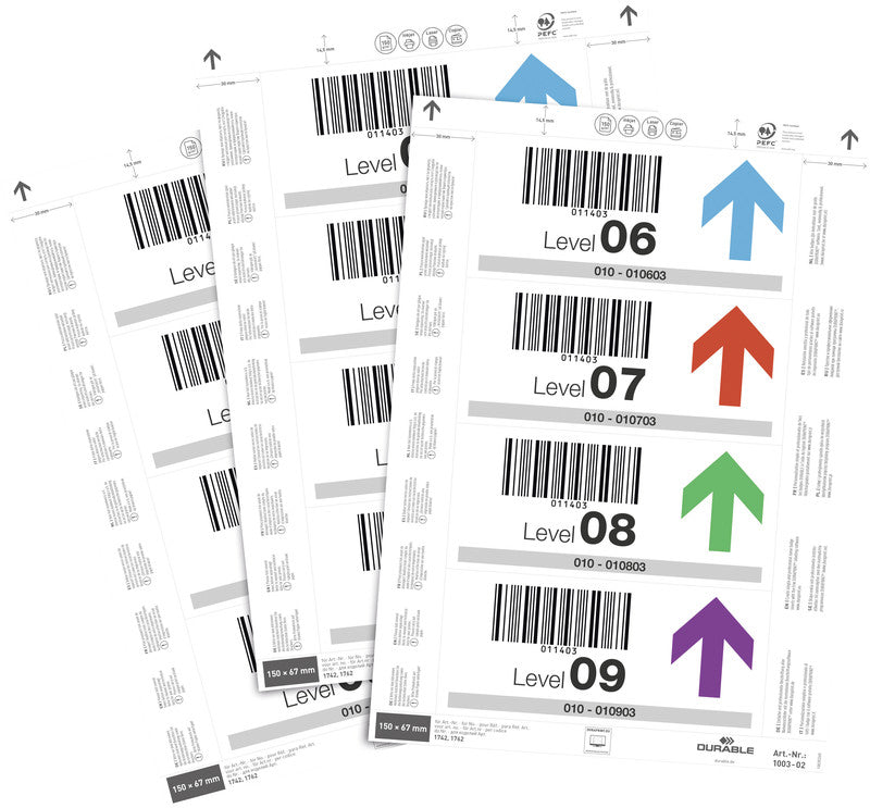 Durable Einsteckschilder – 150 × 67 mm, 80 Stk, 210 × 297 mm, Papier