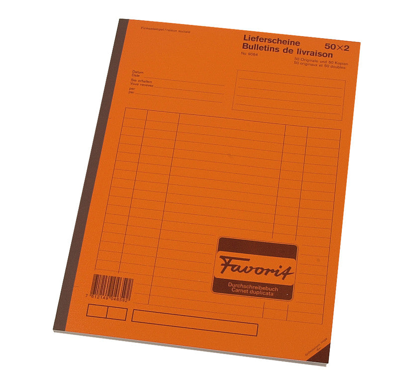 Favorit Formularblock – Deutsch/Französisch, 50 Blatt, A4, Kohlepapier