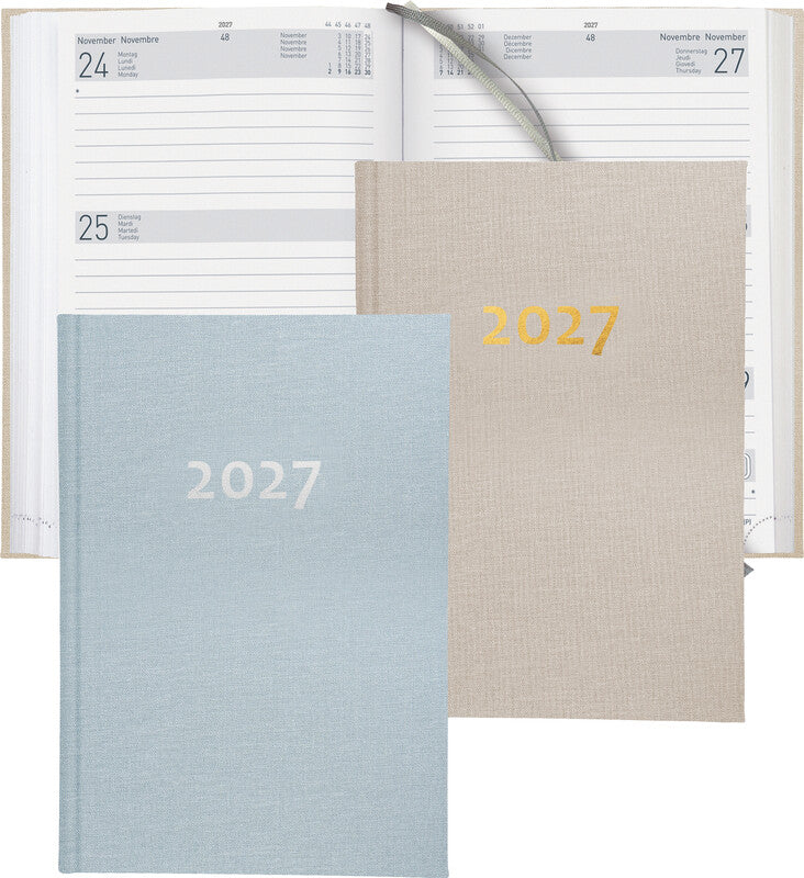 Biella Dispo Term Agenda – 1 Woche/2 Seiten, gebunden, 14,5 × 20,5 cm, Jan–Dez 2027, Hellblau, FSC