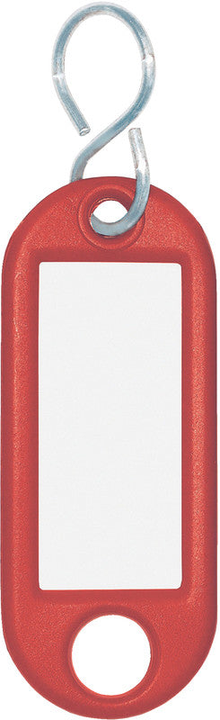 Wedo Schlüsselschild mit S-Haken – rot, 10 Stk., Kunststoff, B 21 × H 53 × T 3 mm