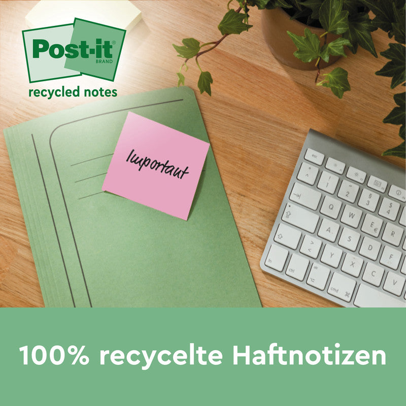 Post-it Haftnotizen Super Sticky – 76×76 mm – sortiert, 4×70 Blatt, PEFC