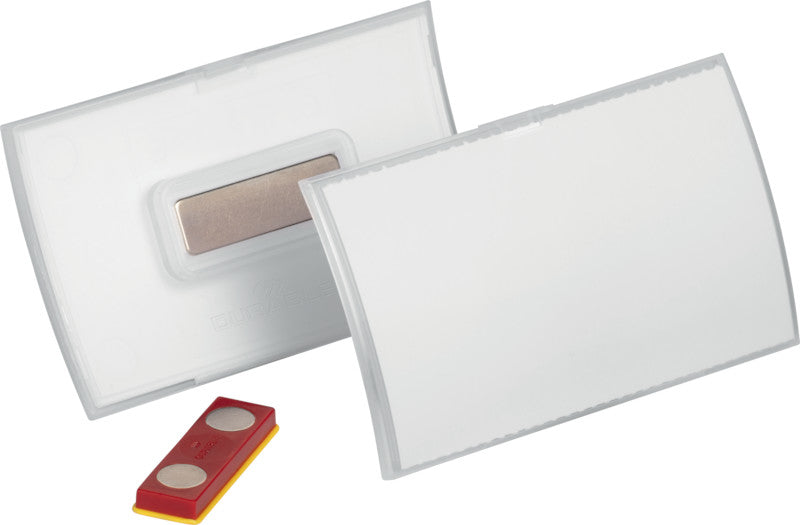 Durable Namensschild – 90 × 54 mm, Kunststoff, transparent, mit Magnet – 10 Stück