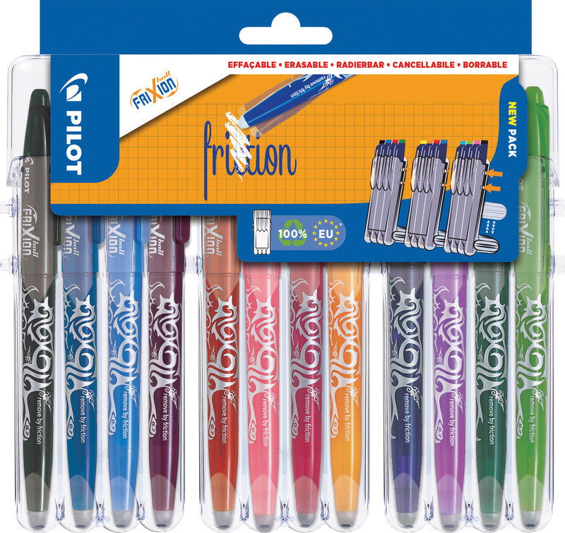 Pilot FriXion Ball Set2Go – Tintenroller-Set, radierbar, mit Kappe, 0,7 mm, farbig sortiert, 12er Etui