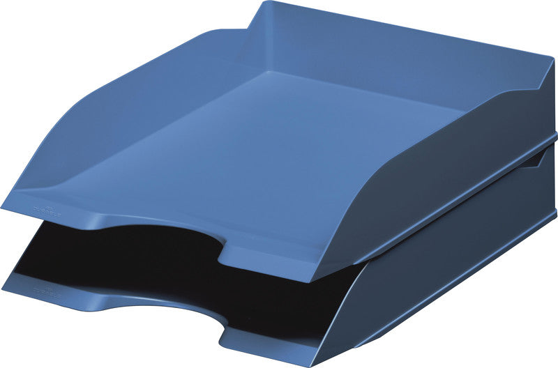 Durable Briefkorb – Kunststoff, für A4, C4, stapelbar, mit Griffausschnitt, matt, blau, B 253 × H 63 × T 337 mm