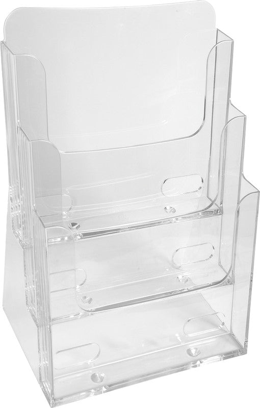 Exacompta Tischprospekthalter 3 Fächer A4 – Polystyrol, transparent – 155×339×237 mm