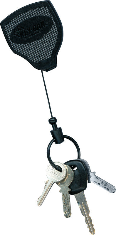 Key-bak Super 48 Schlüsselanhänger – Kunststoff, L 190 mm, Schwarz, Gürtelklemme, Kevlar-Auszugsschnur 1,20 m