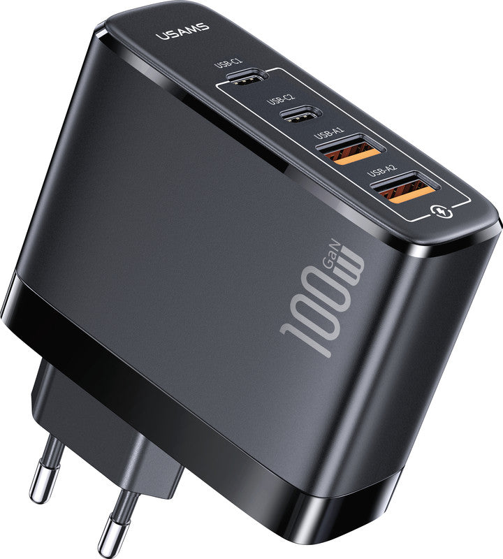 Usams Ladegerät – 100 W, 2× USB-C + 2× USB-A, 1 m Kabel