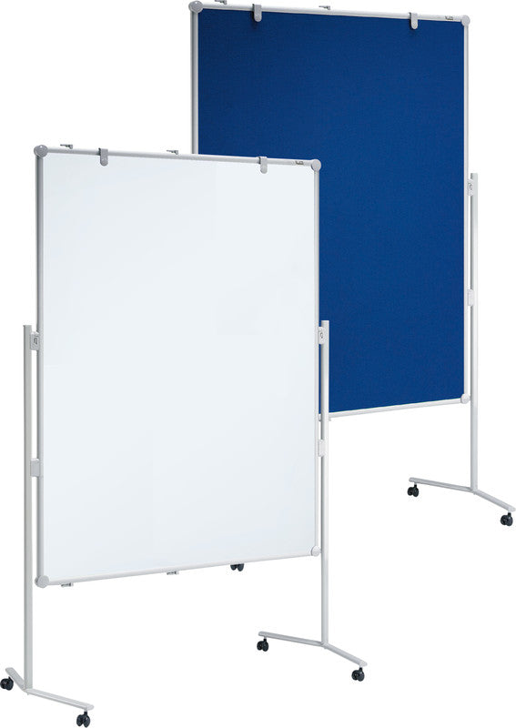MAUL Pinnwand – Filz, magnetisch, Alurahmen – 120 × 150 cm, weiss/blau