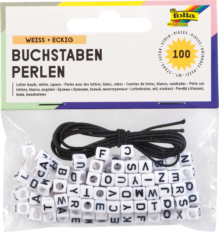 Folia Buchstabenperlen – Weiss – 100 Stück
