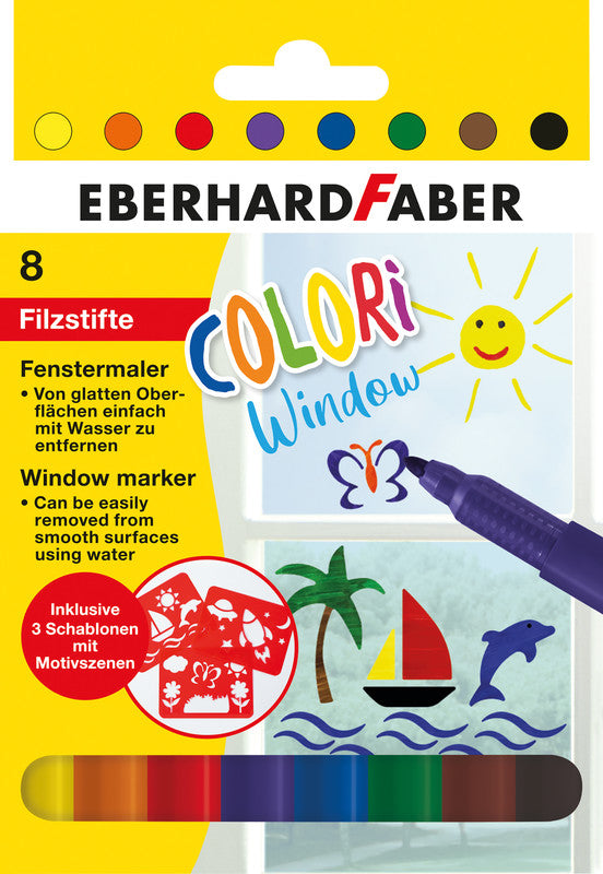 Eberhard Faber Fenster-Marker – sortiert – 8er-Set – wasserlöslich