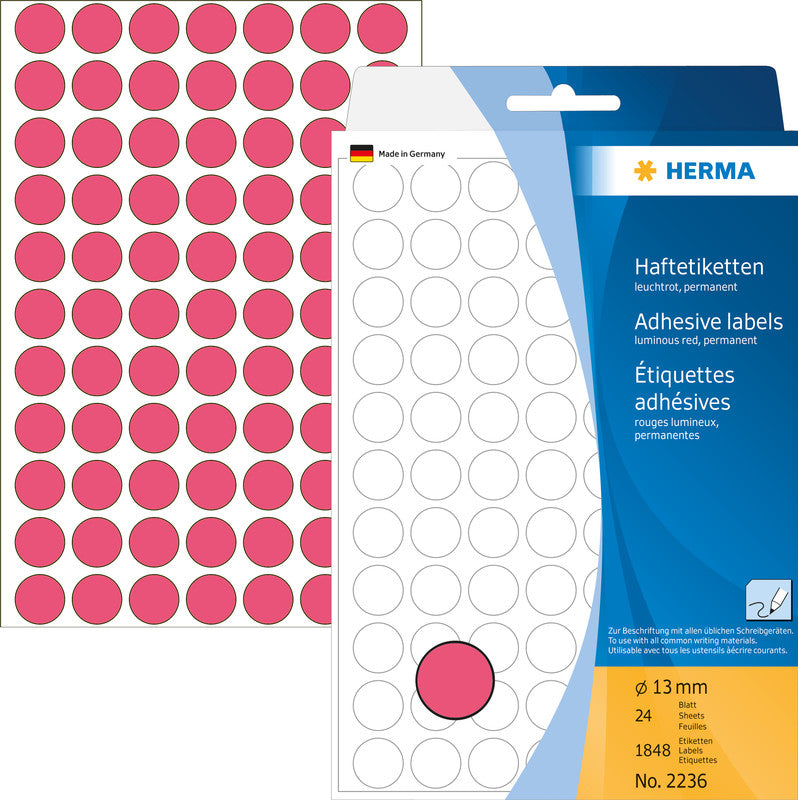 HERMA Schuletiketten – 20 × 50 mm, Abgerundete Ecken, 360 Stk, 24 Bogen, Papier, Permanent Haftend