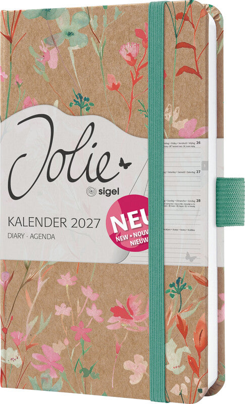 Sigel JOLIE Pure Agenda – 1 Woche/2 Seiten, gebunden, A6, 2027, Green Floral Serenity, FSC