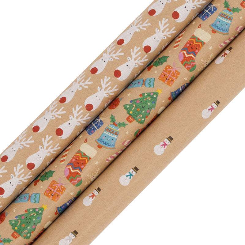 Glick Geschenkpapier Rolle – Joyful, Weihnachten – Kraftpapier – 700 × 3000 mm