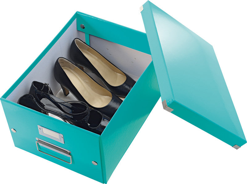 Leitz Click&Store Aufbewahrungsbox 17 l – für A4, mit Deckel, stapelbar, mit Etikettenhalter, türkis, Karton