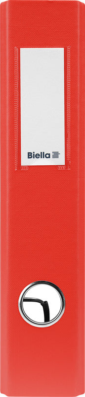 Biella Ordner – A5 hoch – 2-Ring Hebelmechanik, Rücken 40 mm – rot, mit Griffloch, mit Niederhalter, FSC