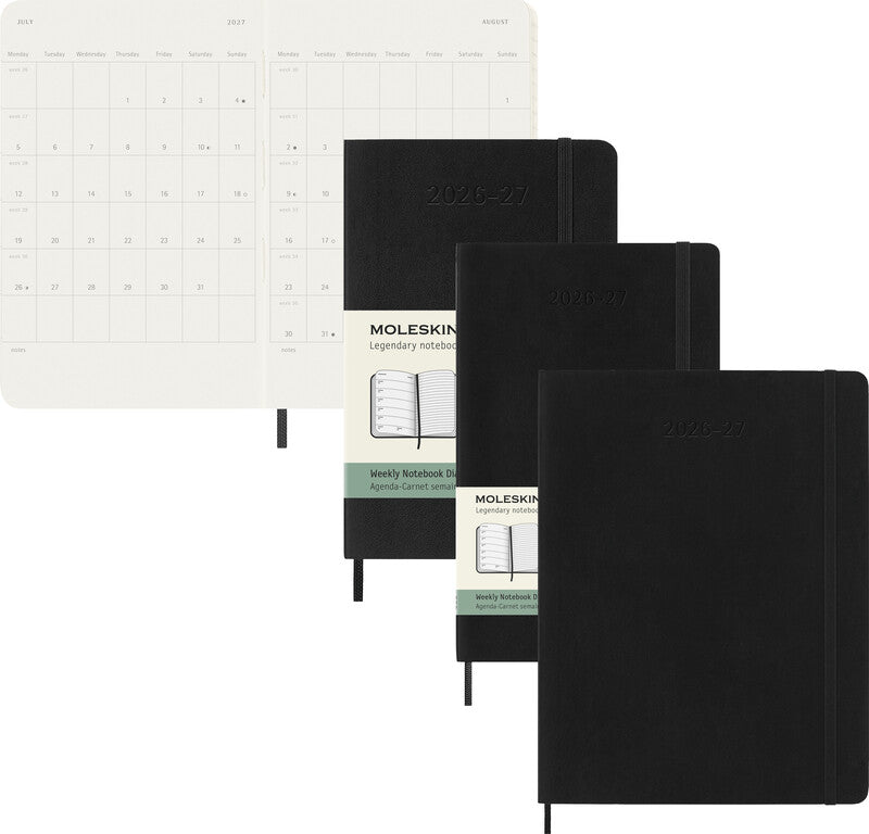 Moleskine Soft Cover Schüleragenda – 1 Woche/1 Seite, gebunden, 13 × 21 cm, 18 Monate Jul–Dez, 2026/2027, FSC