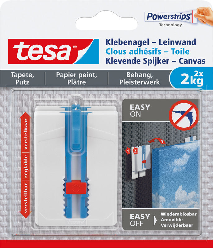 TESA Klebenagel – Kunststoff, Weiss, 12 × 14 × 2,4 cm – 2er-Pack