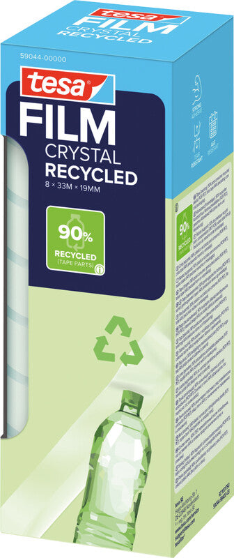 TESA Büro-Klebeband eco & crystal – permanent, PET, 19 mm × 33 m, transparent, 8 Rollen
