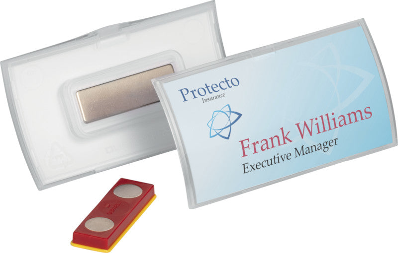 Durable Namensschild – 75 × 40 mm, Kunststoff, transparent, mit Magnet – 10 Stück