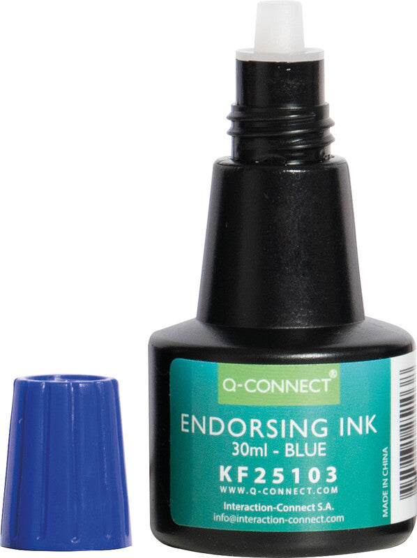Q-CONNECT Stempelfarbe – 28 ml, Blau, Kunststoff